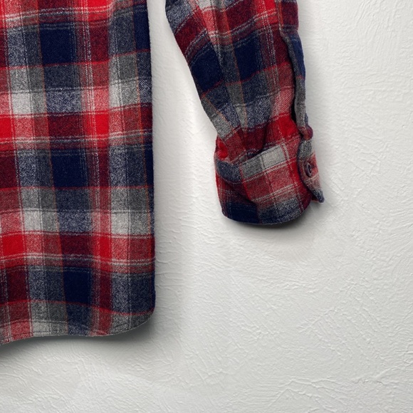 Vintage Pendleton Mens M Blue & Red Plaid Pure Wool Button Down Shirt - Picture 5 of 9